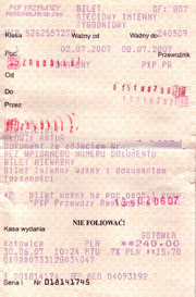 Bilet na osob. do Sędziszowa