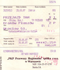 Bilet na osob. do Sędziszowa