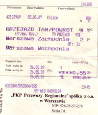 Bilet na osob. do Sędziszowa